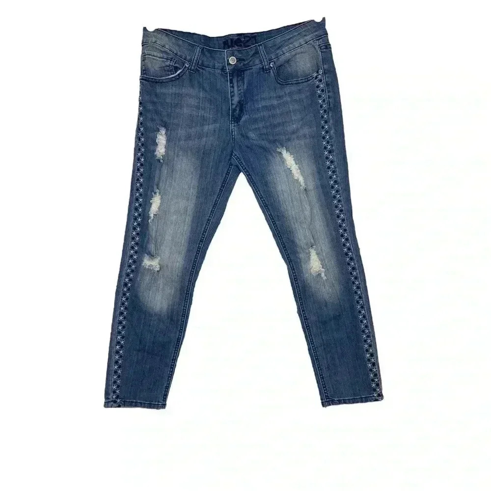 Rue 21 Distressed Embroidered Mid-rise Jeans